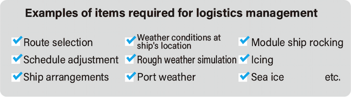 Examples of items required for logistics management